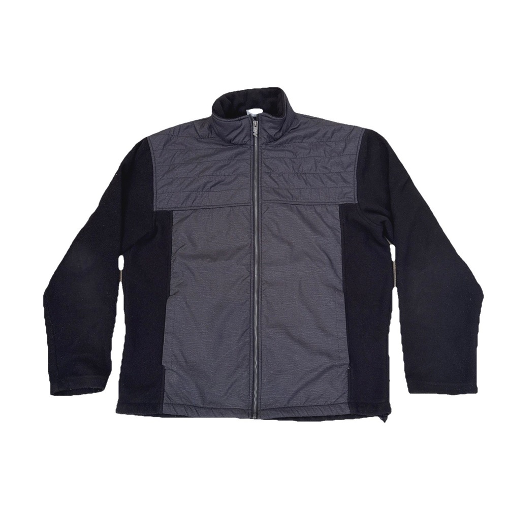 New Balance Mens Hybrid Fleece Quilted Full Zip Jacket Charcoal Black Large